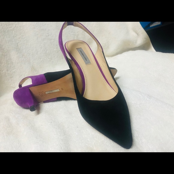 Classique entier shoes sling black mauve sued heel - Picture 3 of 5